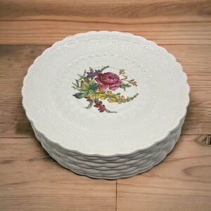 Spode Heath and Rose Plates - Set Of 8 - 7.25”